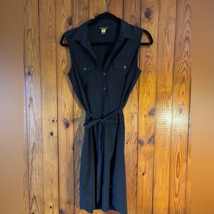 Eddie Bauer Black Sleeveless Dress with Tie Waist